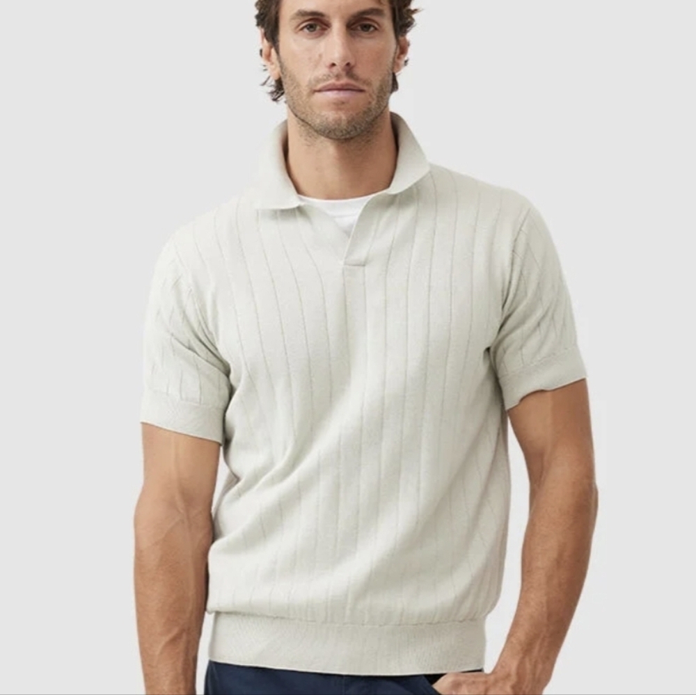 ​Rodd & Gunn Freys Crescent Knit Polo Shirt - Stone Australian Cotton XL